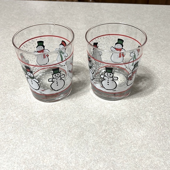Vintage Snowman Glass Pair